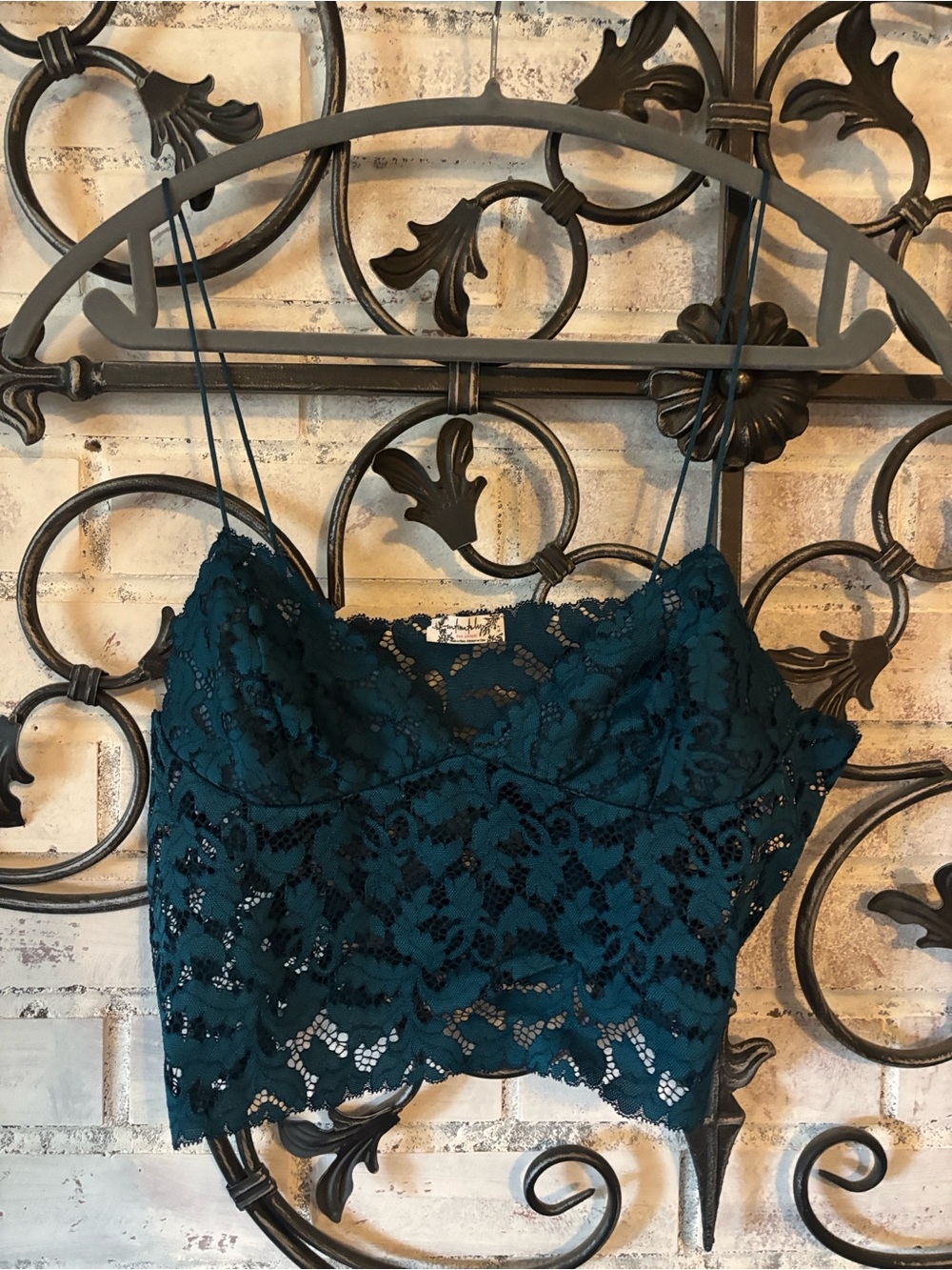 Free People Teal Lace Bralette emerald green sz S